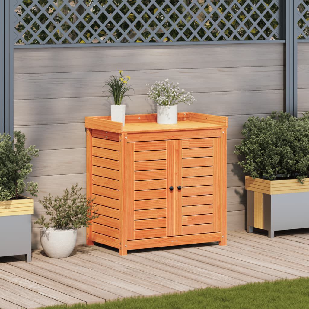 vidaXL Τραπέζι Κηπουρικής με Ράφια Καφέ 82,5x50x86,5 εκ. Μασίφ Πεύκο