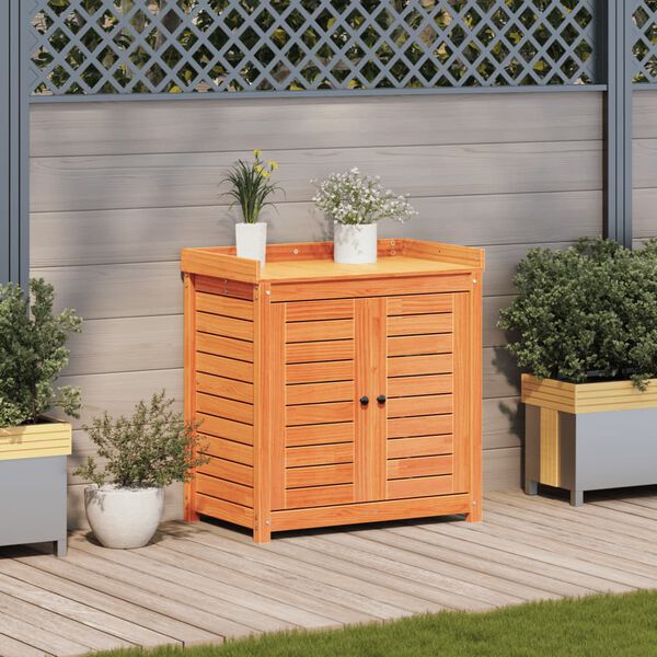 vidaXL Τραπέζι Κηπουρικής με Ράφια Καφέ 82,5x50x86,5 εκ. Μασίφ Πεύκο