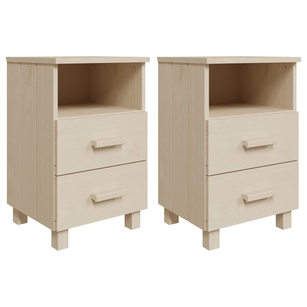 vidaXL Κομοδίνα HAMAR 2 Τεμ. Μελί 40 x 35 x 62 εκ. Μασίφ Ξύλο Πεύκου