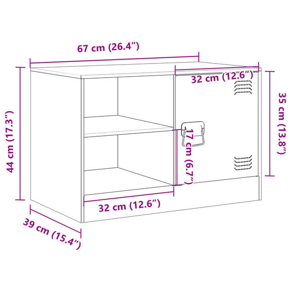 vidaXL Έπιπλο Τηλεόρασης Ανθρακί 67x39x44 εκ. από Χάλυβα