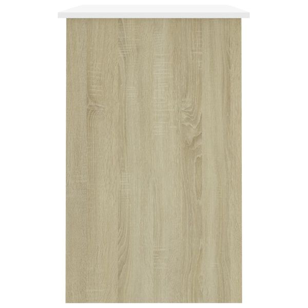vidaXL Γραφείο Λευκό / Sonoma Δρυς 100 x 50 x 76 εκ. από Μοριοσανίδα