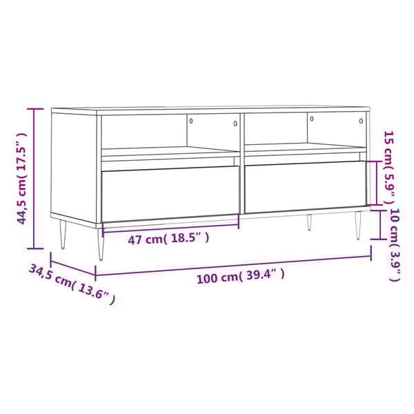 vidaXL Έπιπλο Τηλεόρασης Καπνιστή Δρυς 100x34,5x44,5 εκ. Επεξ. Ξύλο