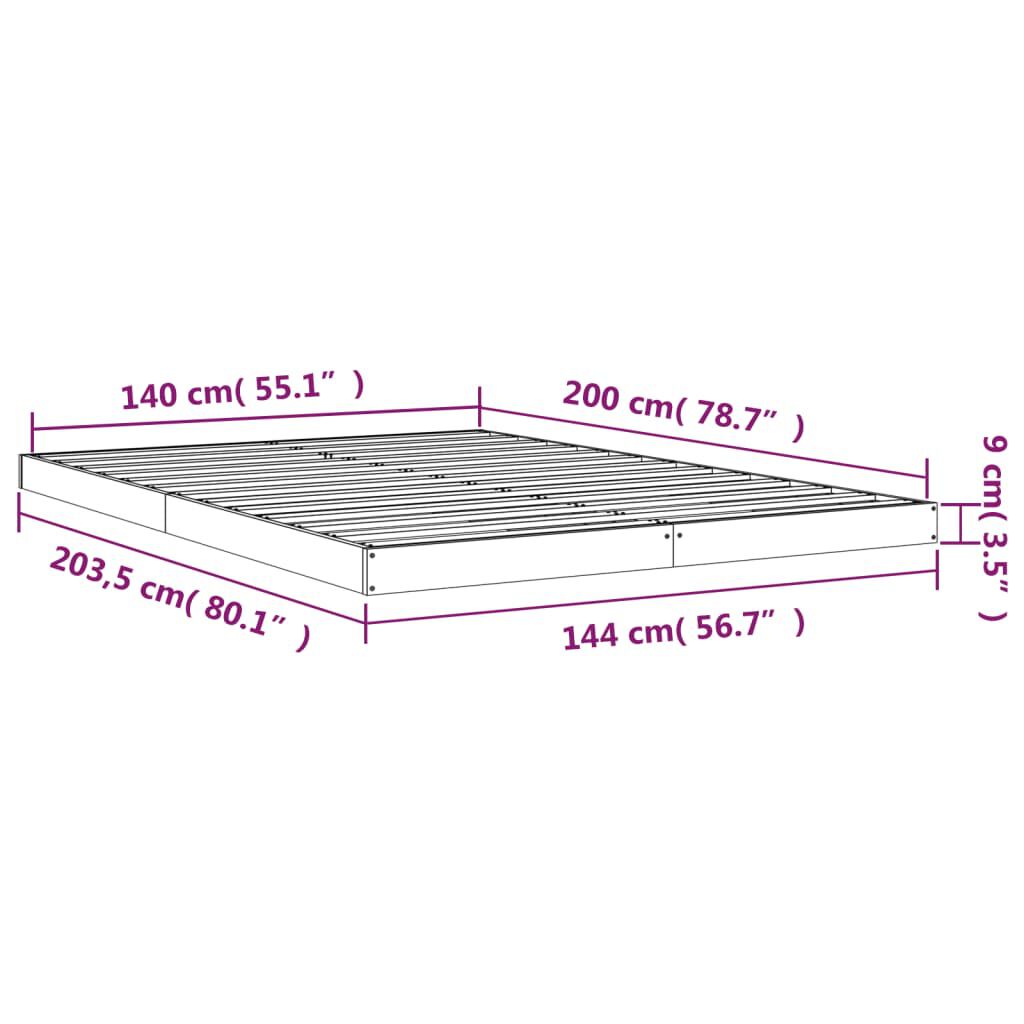 vidaXL Πλαίσιο Κρεβατιού 140 x 200 εκ. από Μασίφ Ξύλο Πεύκου