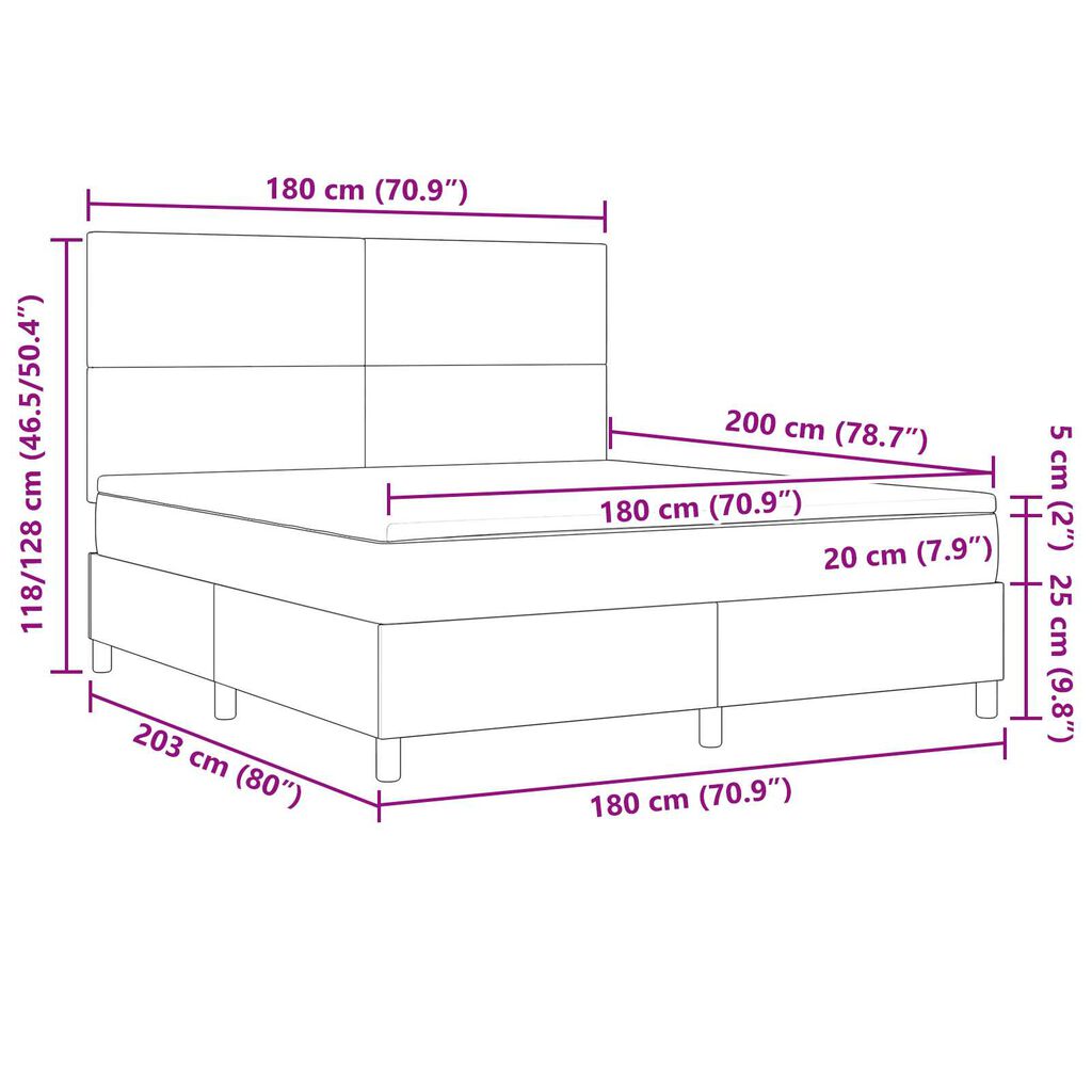 vidaXL Κρεβάτι Box Spring με Στρώμα Κρεμ Υφάσματος Κορδονιού