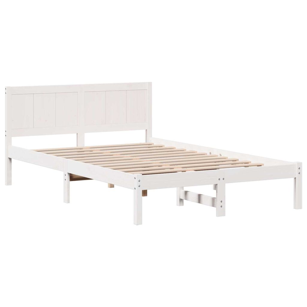 vidaXL Σκελετός Κρεβατιού Λευκό 140 x 190 cm Μασίφ ξύλο πεύκου