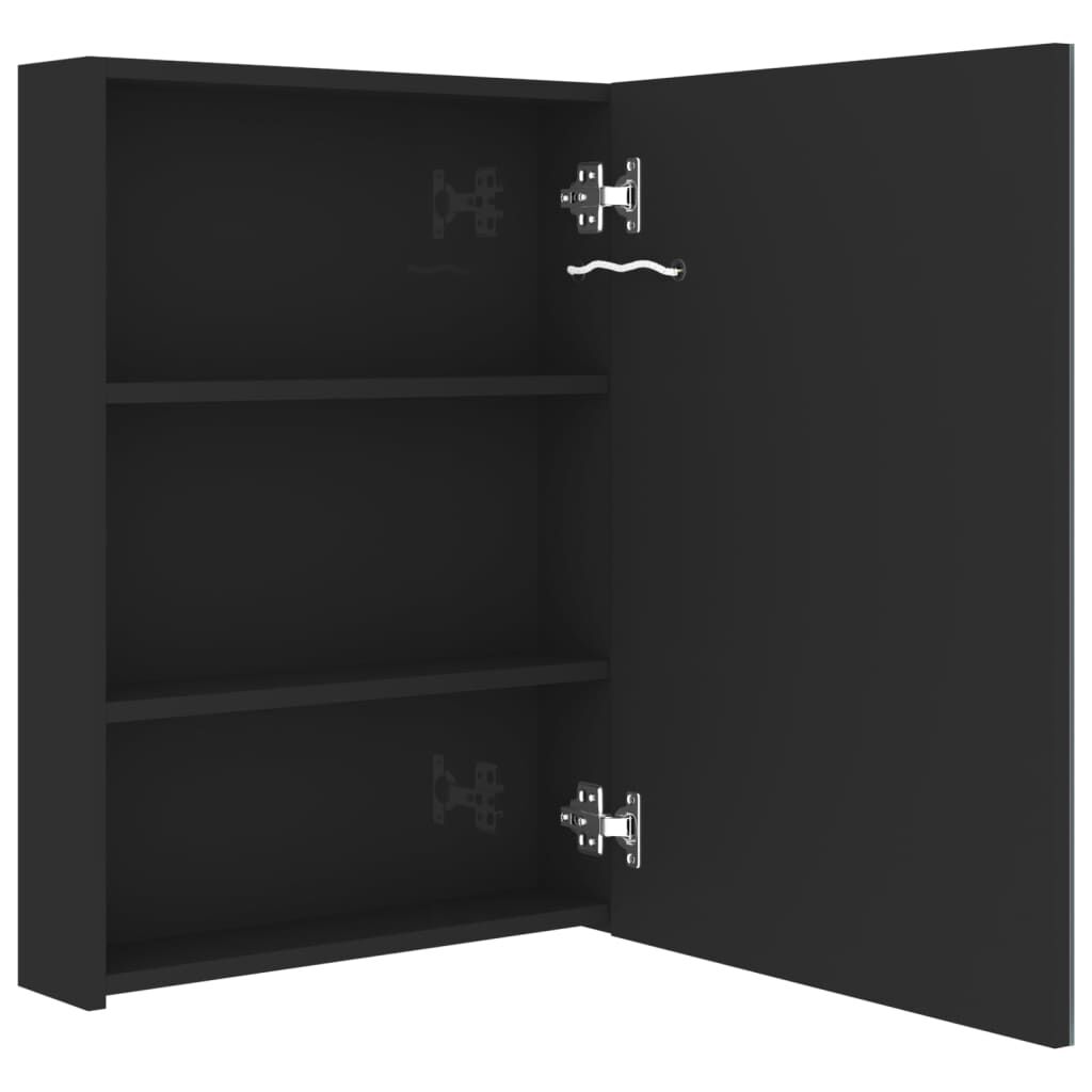 vidaXL Καθρέφτης Μπάνιου με Ντουλάπι & LED Λαμπερό Μαύρο 50x13x70 εκ.