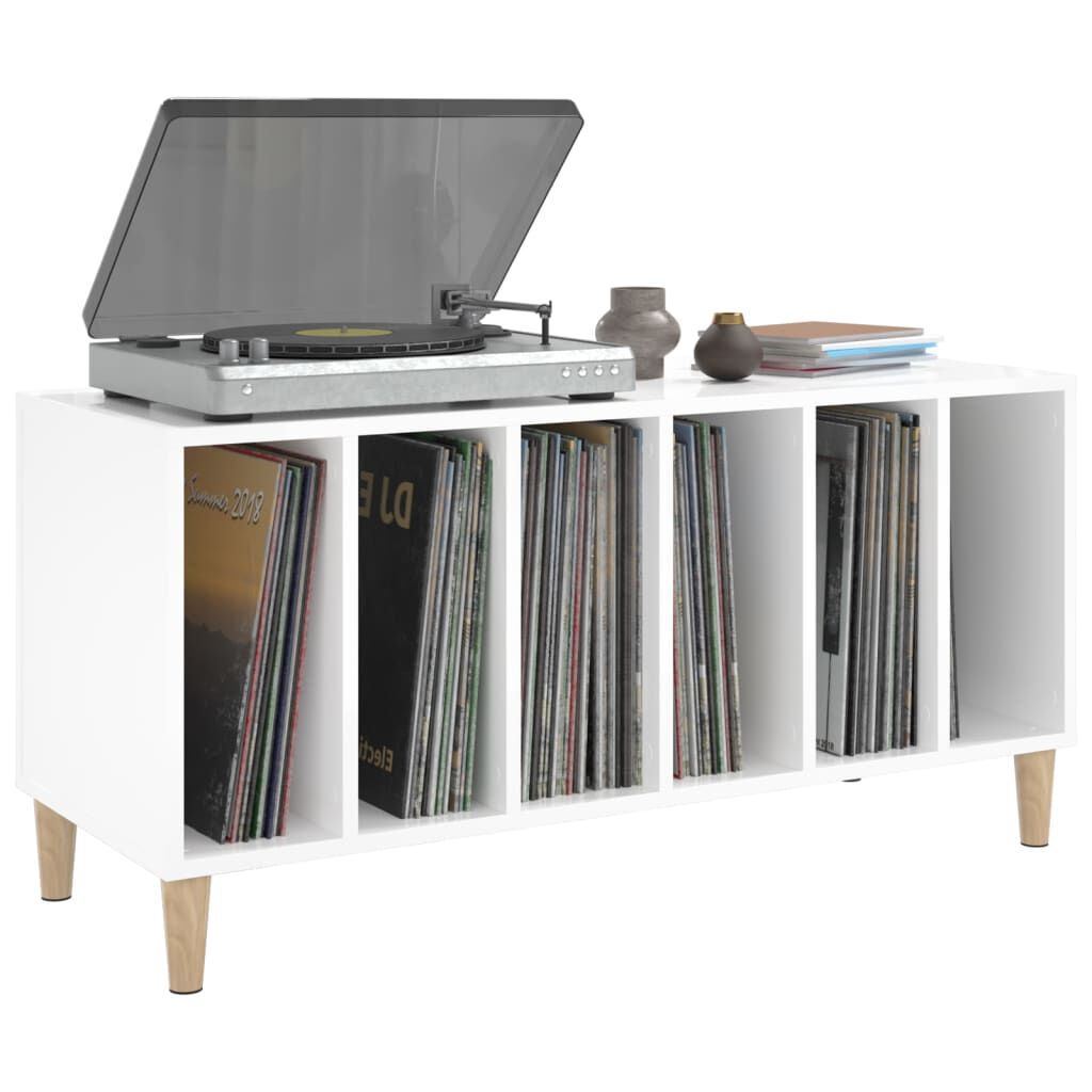 vidaXL Έπιπλο Δίσκων Γυαλ. Λευκό 100x38x48 εκ. από Επεξεργασμένο Ξύλο