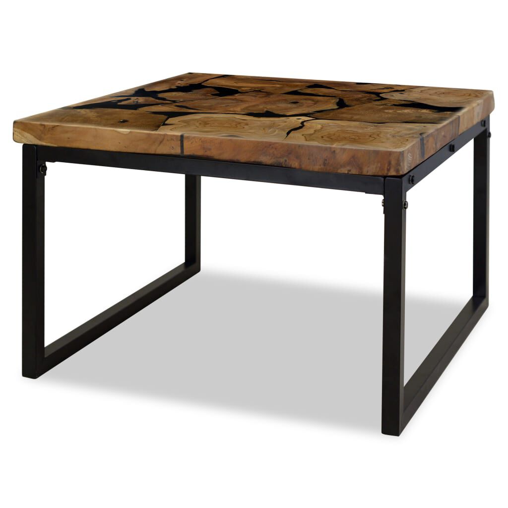 vidaXL Τραπεζάκι Σαλονιού 60 x 60 x 40 εκ. από Ξύλο Teak και Ρητίνη