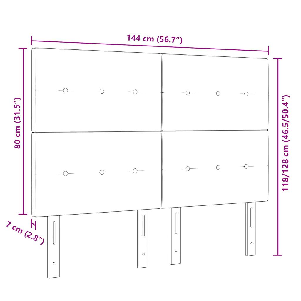 vidaXL LED Κεφαλάρι Σκούρο Γκρι 72 εκ Υφασμάτινο