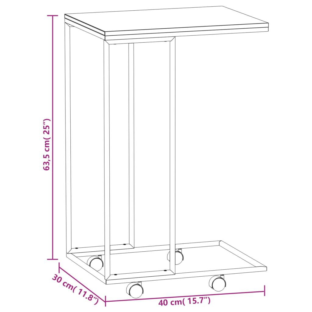vidaXL Βοηθητικό Τραπέζι με Ρόδες Λευκό 40x30x63,5 εκ. Επεξεργ. Ξύλο