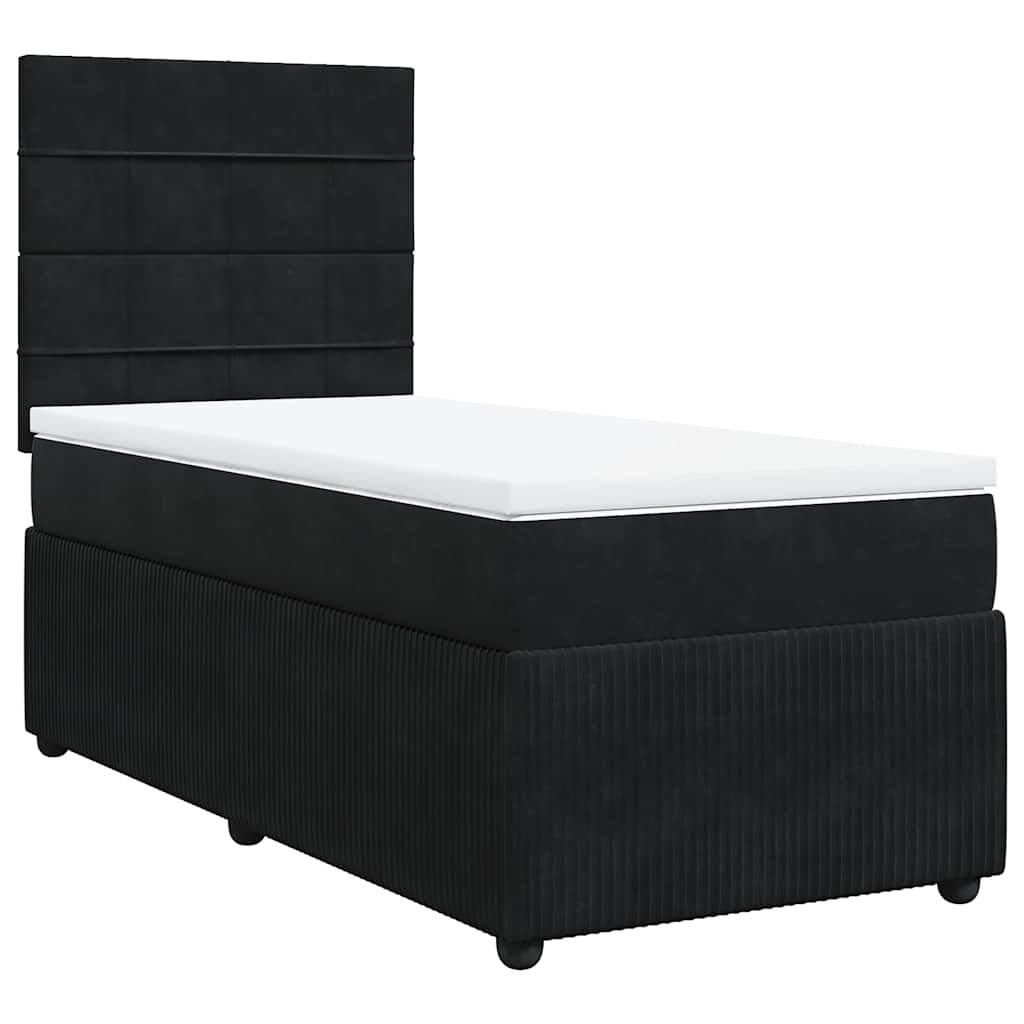 vidaXL Κρεβάτι Boxspring με Στρώμα Μαύρο 100x200 εκ. Βελούδινο