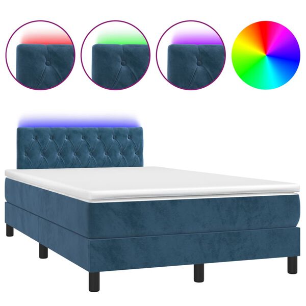 vidaXL &Kappa;&rho;&epsilon;&beta;ά&tau;&iota; Boxspring &mu;&epsilon; &Sigma;&tau;&rho;ώ&mu;&alpha; & LED &Sigma;&kappa;. &Mu;&pi;&lambda;&epsilon; 120x200&epsilon;&kappa;. &Beta;&epsilon;&lambda;&omicron;ύ&delta;&iota;&nu;&omicron;