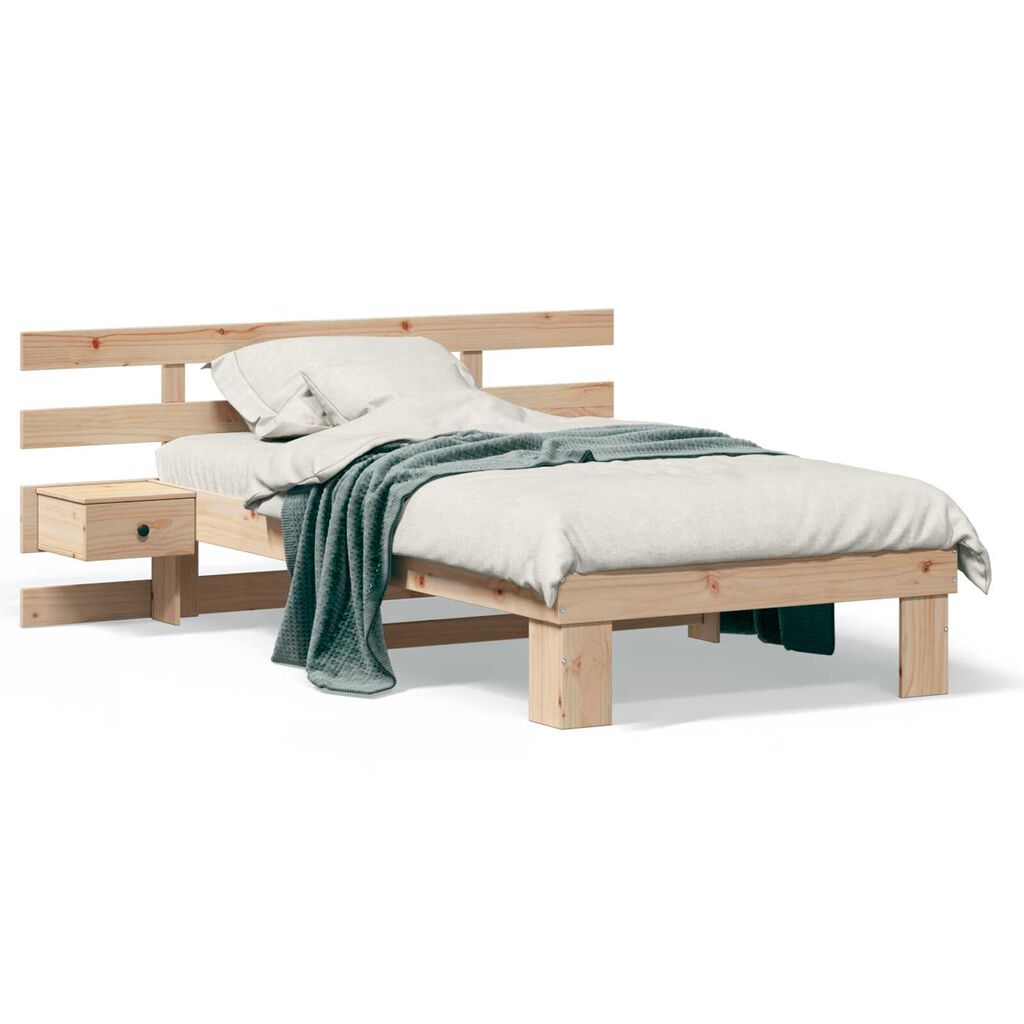 vidaXL Σκελετός Κρεβατιού Καφέ 75 x 190 cm Συμπαγές ξύλο πεύκου