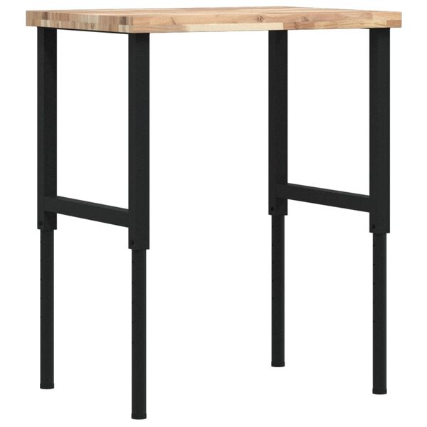 vidaXL Πάγκος Εργασίας Ορθογώνιος 80x60x(73-99,5)εκ Μασίφ Ξύλο Ακακίας