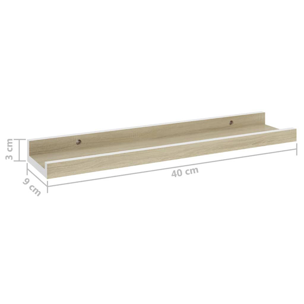 vidaXL Ράφια Τοίχου 4 τεμ. Λευκό και Sonoma Δρυς 40 x 9 x 3 εκ.