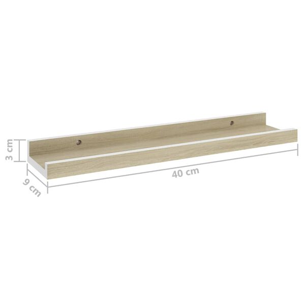 vidaXL Ράφια Τοίχου 4 τεμ. Λευκό και Sonoma Δρυς 40 x 9 x 3 εκ.