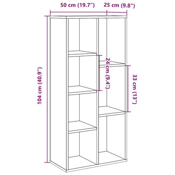 vidaXL Ντουλάπι βιβλίων Βελανιδιά τεχνίτη 50x25x104 cm
