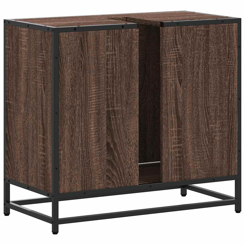 vidaXL ντουλάπι νιπτήρα μπάνιου καφέ δρυς 65x33x60 cm