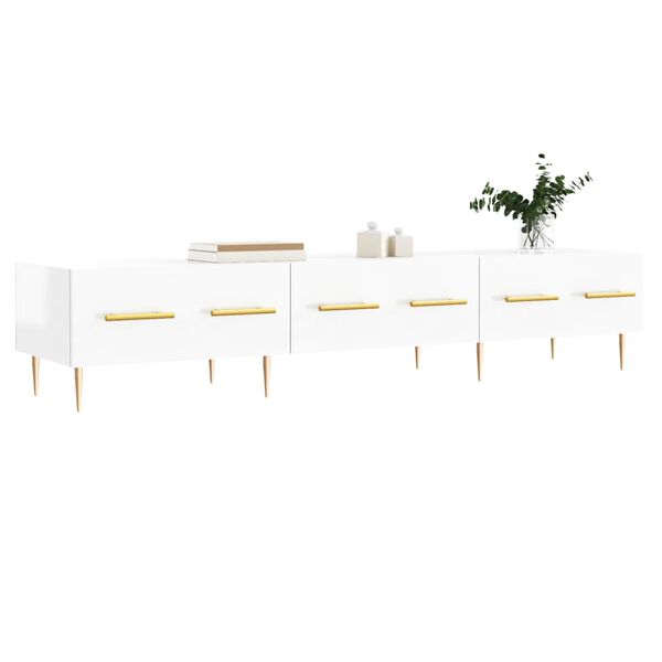 vidaXL Έπιπλο Τηλεόρασης Γυαλ. Λευκό 150x36x30 εκ. Επεξεργασμένο Ξύλο