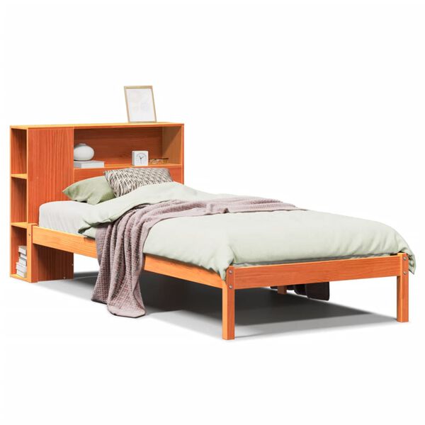 vidaXL Κρεβάτι Βιβλιοθήκη Χωρίς Στρώμα 75x190 εκ Μασίφ Ξύλο Πεύκου
