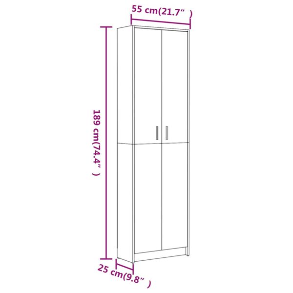 vidaXL Ντουλάπα Χολ Καπνιστή Δρυς 55 x 25 x 189 εκ. από Επεξεργ. Ξύλο