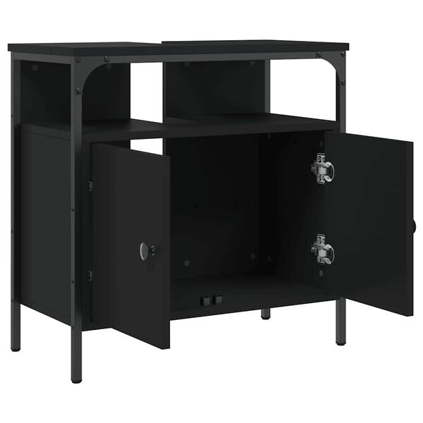 vidaXL Ντουλάπι Νιπτήρα Μπάνιου Μαύρο 60x30x60 εκ. Επεξεργασμένο Ξύλο