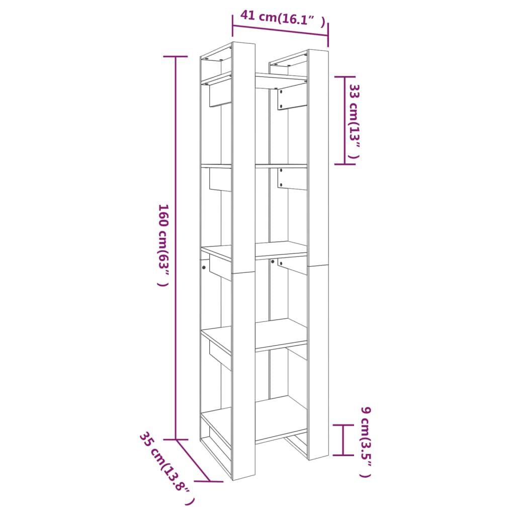vidaXL Βιβλιοθήκη/Διαχωριστικό Χώρου Λευκό 41x35x160 εκ. Μασίφ Πεύκο