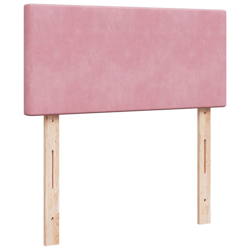 vidaXL Κρεβάτι Boxspring με Στρώμα Ροζ 90x200 εκ. Βελούδινο