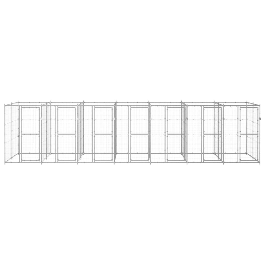 vidaXL Κλουβί Σκύλου Εξωτερικού Χώρου 16,94 μ² από Γαλβανισμένο Χάλυβα