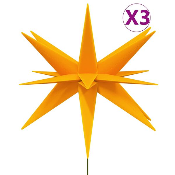 vidaXL Φωτιστικά Χριστ. με Ακίδες 3Τεμ LED Αναδιπλούμενα Κιτρίνα 35 εκ