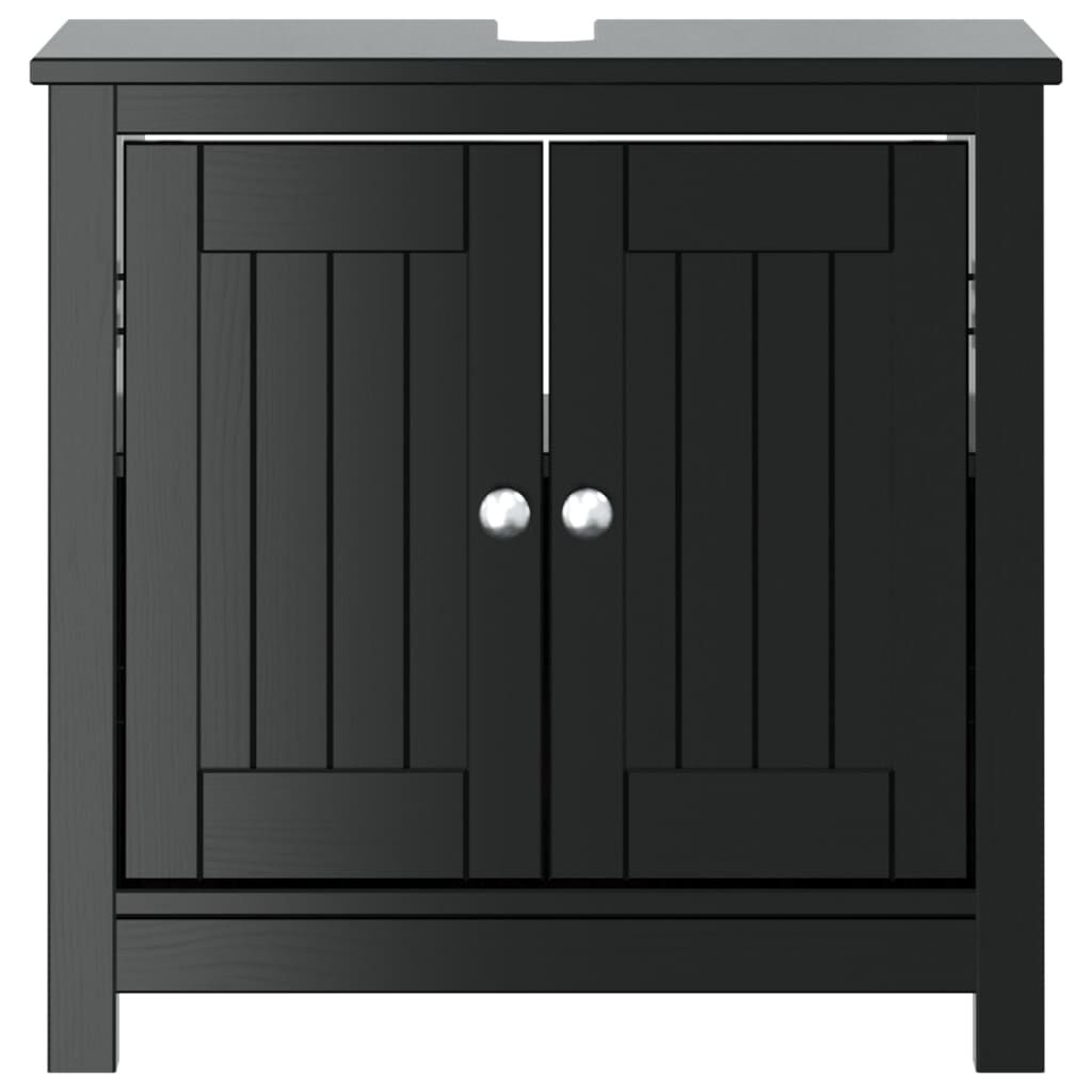 vidaXL Ντουλάπι Νιπτήρα BERG Μαύρο 60 x 34 x 59 εκ. Μασίφ Ξύλο Πεύκου