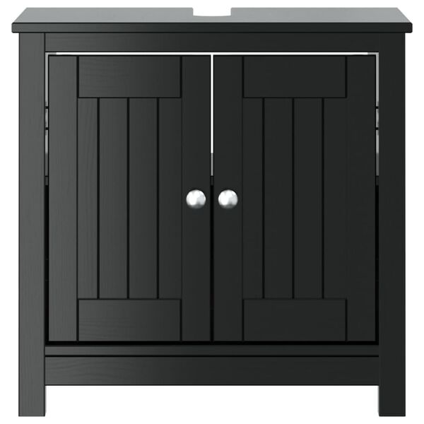 vidaXL Ντουλάπι Νιπτήρα BERG Μαύρο 60 x 34 x 59 εκ. Μασίφ Ξύλο Πεύκου