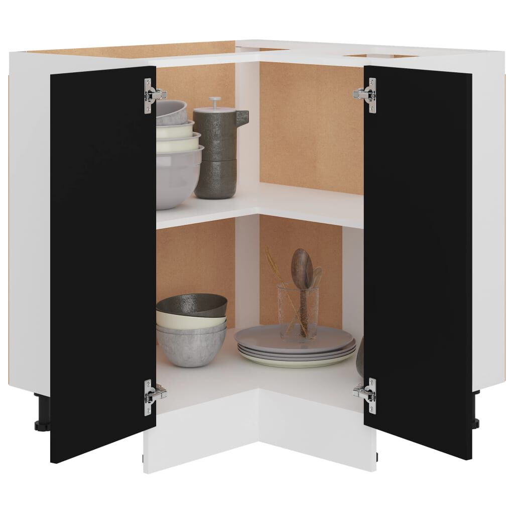 vidaXL Ντουλάπι Δαπέδου Γωνιακό Lyon Μαύρο 75,5x75,5x81,5εκ.