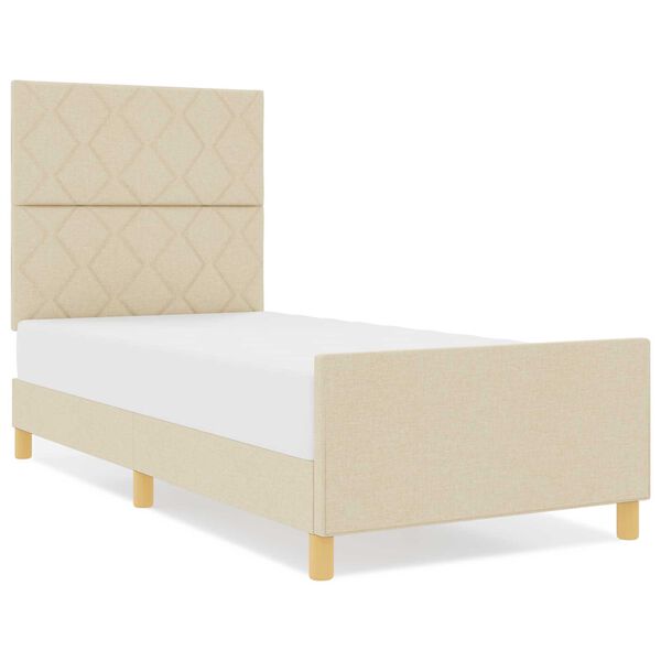 vidaXL Σκελετός Κρεβατιού με κεφαλάρι Κρεμ 90 x 200 cm ύφασμα