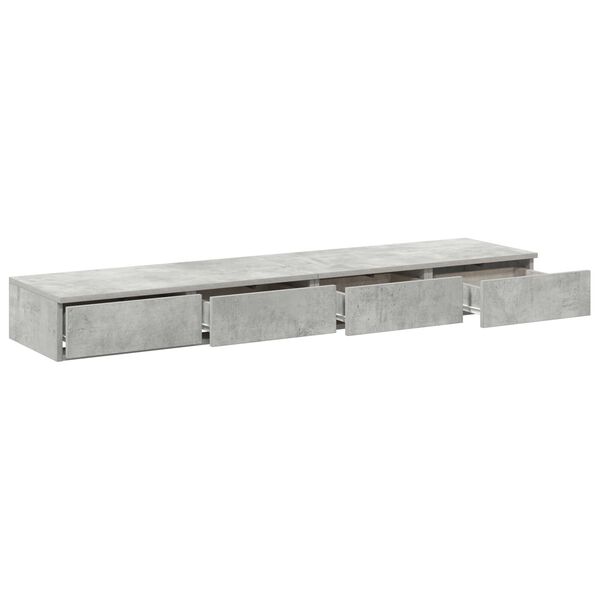 vidaXL Συρτάρια κρεβατιού Γκρι σκυροδέματος 140 x 36.5 x 16.5 εκ