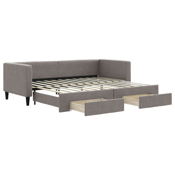 vidaXL Καναπές Κρεβάτι Συρόμενος Taupe 80x200 εκ. Υφασμάτινος Συρτάρια