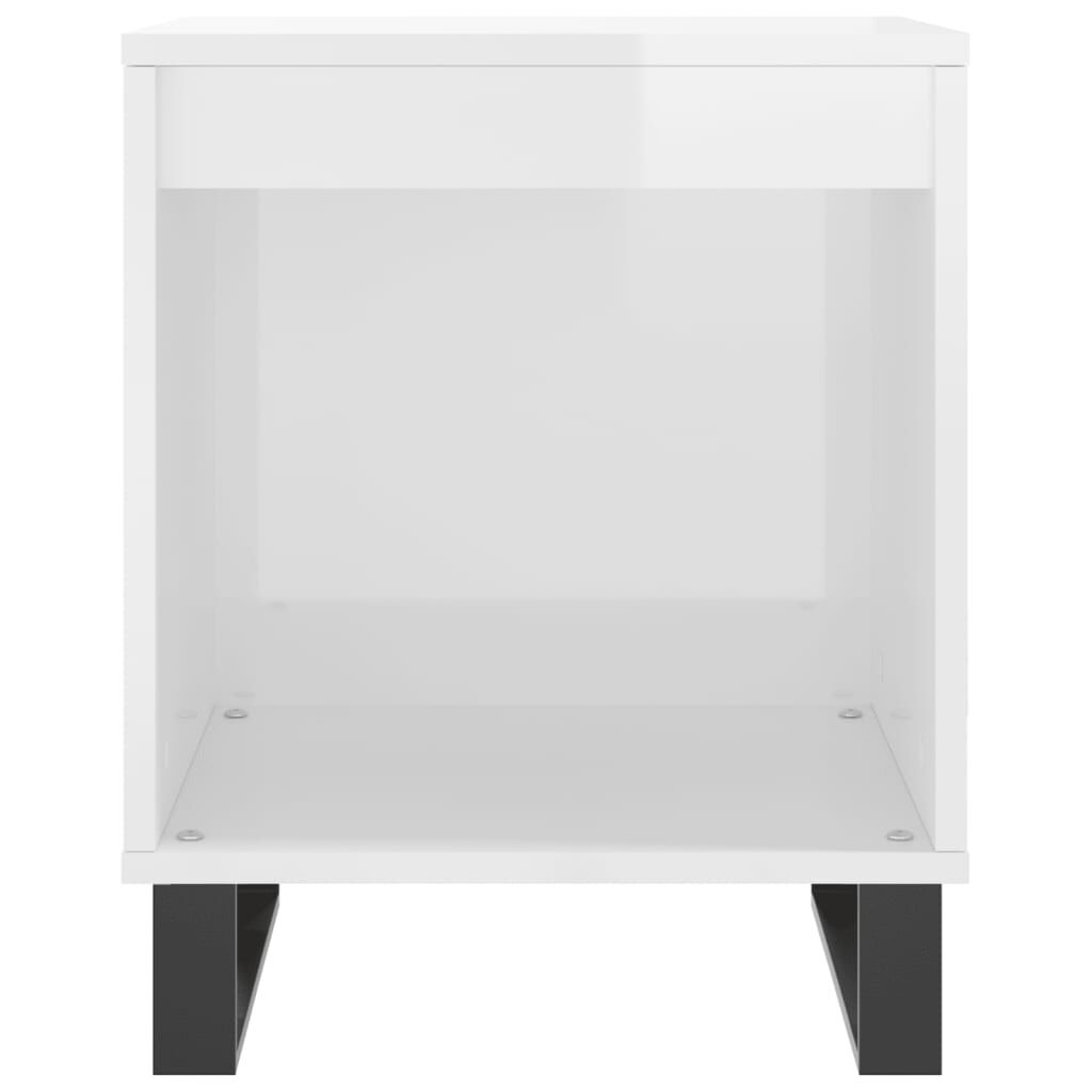 vidaXL Κομοδίνο Γυαλ. Λευκό 40 x 35 x 50 εκ. από Επεξεργασμένο Ξύλο