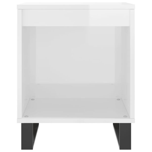 vidaXL Κομοδίνο Γυαλ. Λευκό 40 x 35 x 50 εκ. από Επεξεργασμένο Ξύλο