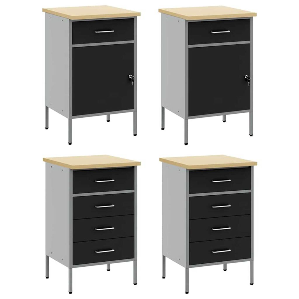 vidaXL Ντουλάπα Εργασίας 4 pcs Μαύρο και Γκρι 200 x 55 x 85 εκ