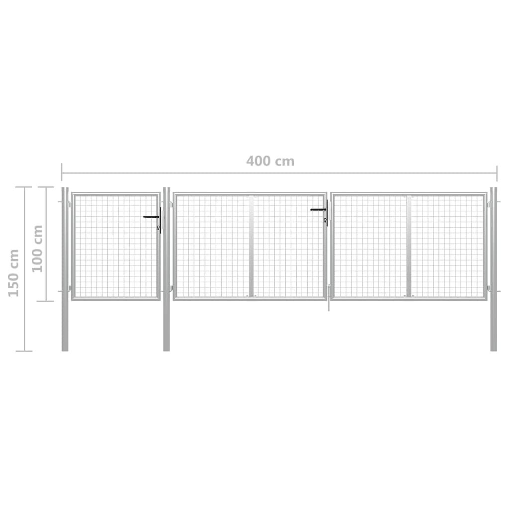vidaXL Πόρτα Περίφραξης Κήπου Ασημί 400 x 100 εκ. Ατσάλινη