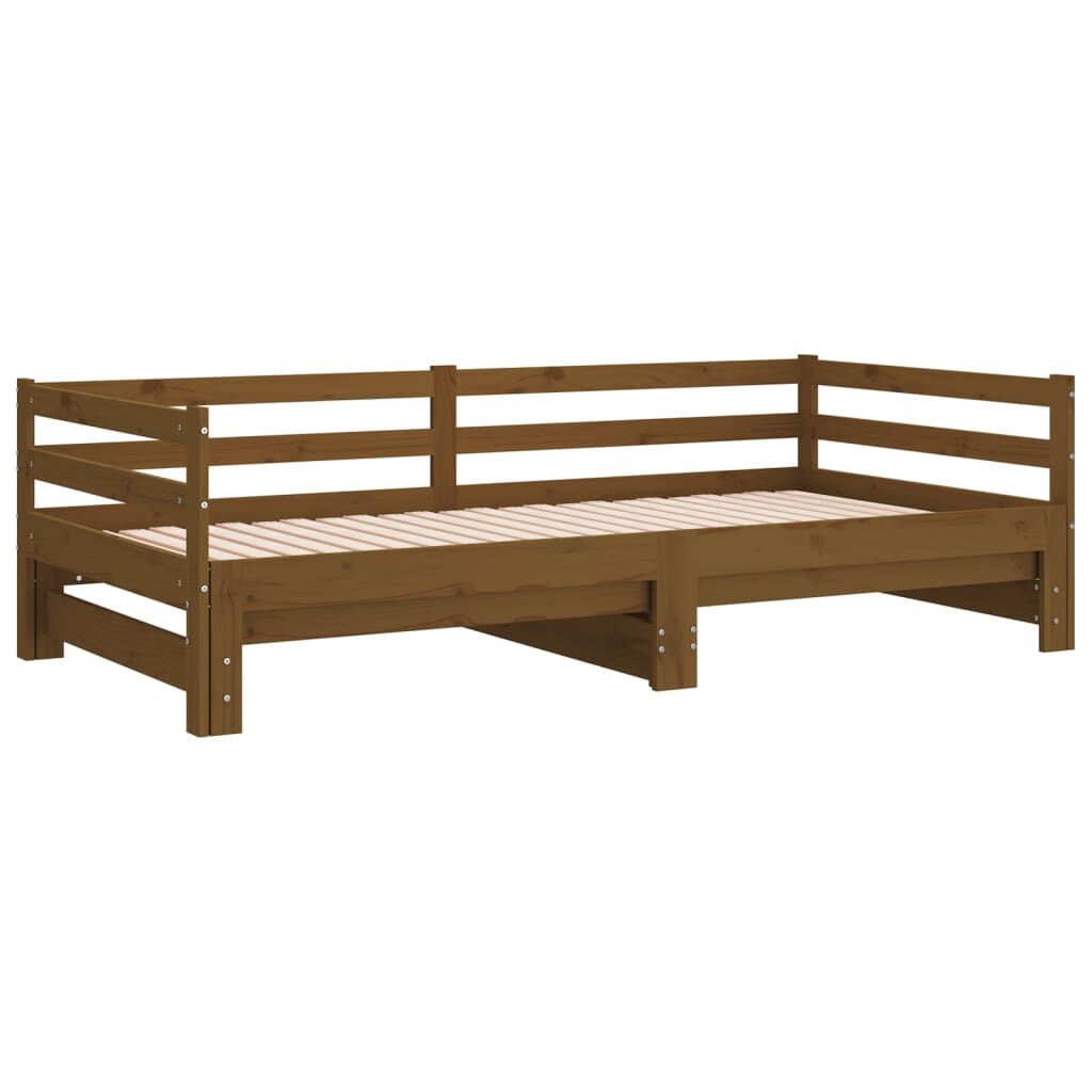 vidaXL Καναπές Κρεβάτι Καφέ Μελί 2 x (90 x 200) εκ. Μασίφ Ξύλο Πεύκου