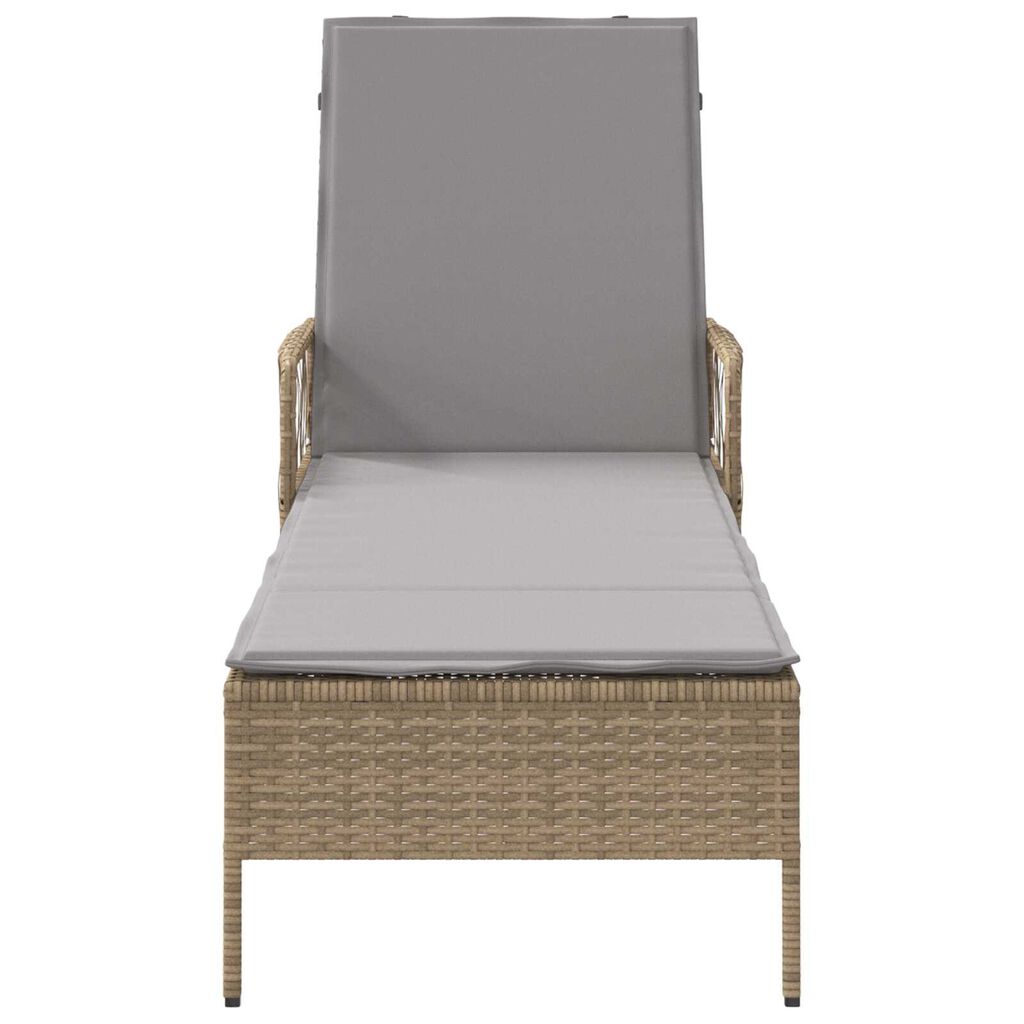 vidaXL Ξαπλώστρα με μαξιλάρι Μπεζ 157 x 55 x 92 εκ. συνθετικό ρατάν