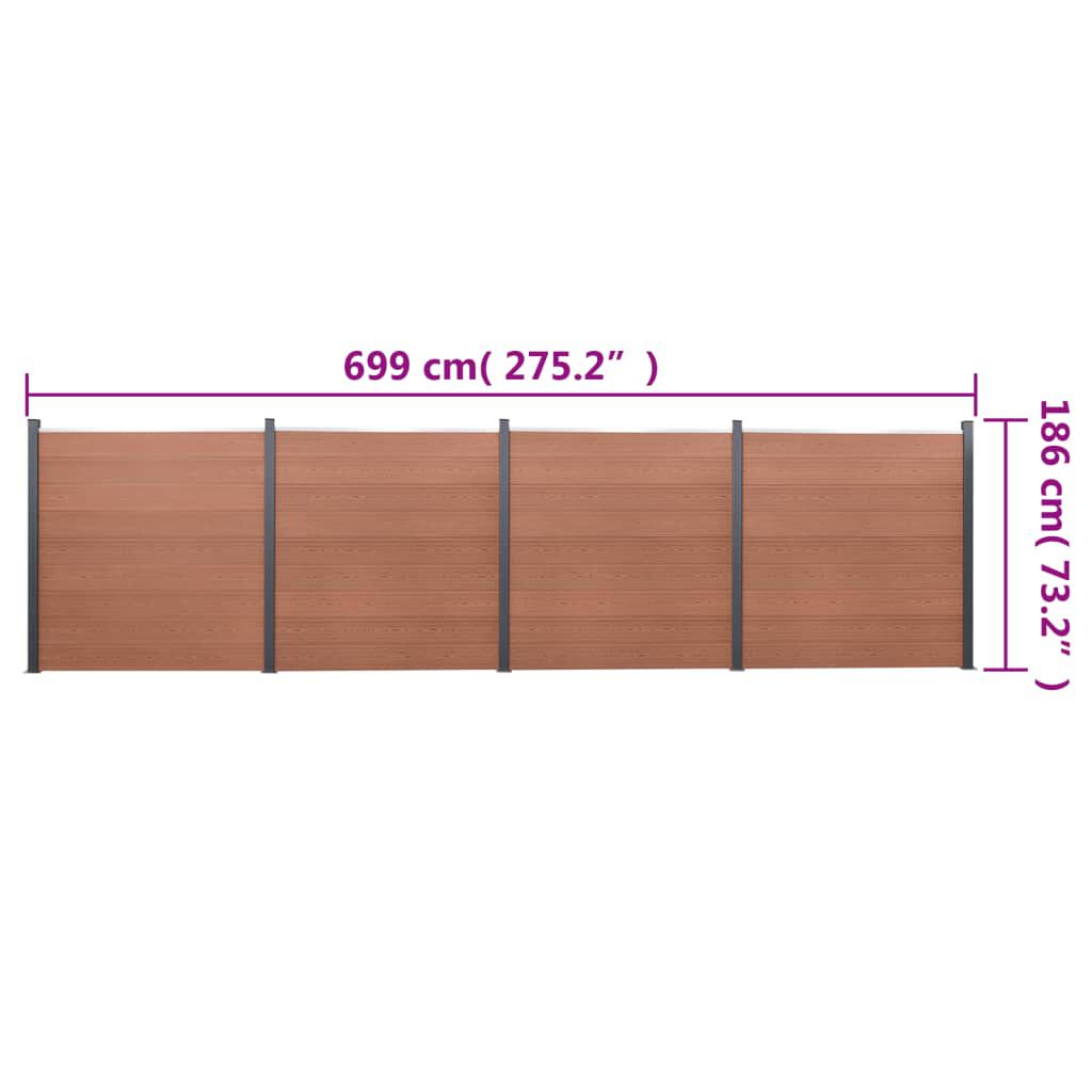 vidaXL Σετ Πάνελ Περίφραξης Καφέ 699x186 εκ. από WPC