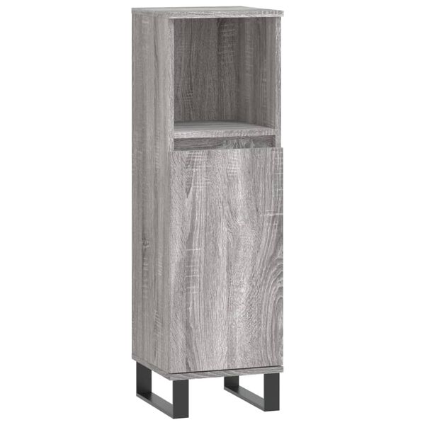 vidaXL Ντουλάπι Μπάνιου Γκρι Sonoma 30x30x100 εκ. Επεξεργασμένο Ξύλο