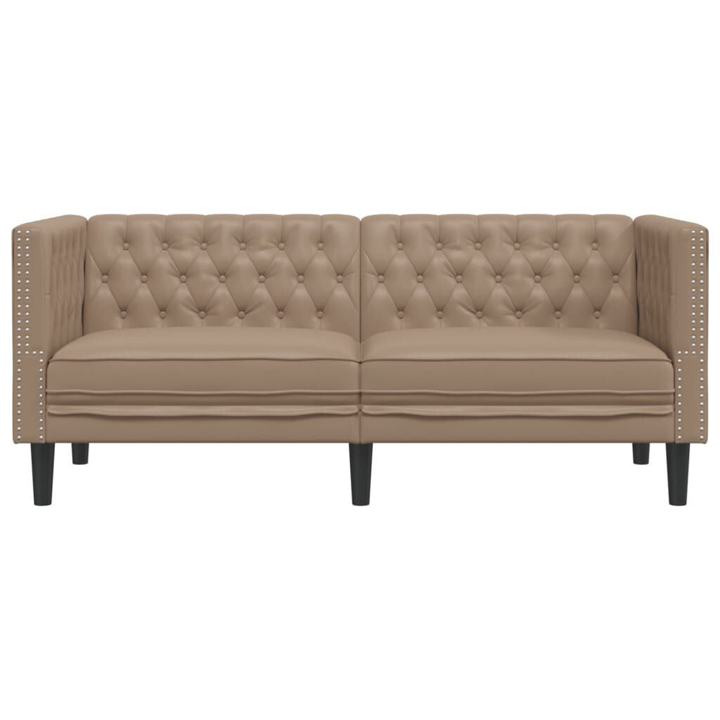 vidaXL Καναπές Chesterfield 2 θέσεων Καπουτσίνο από Συνθετικό Δέρμα