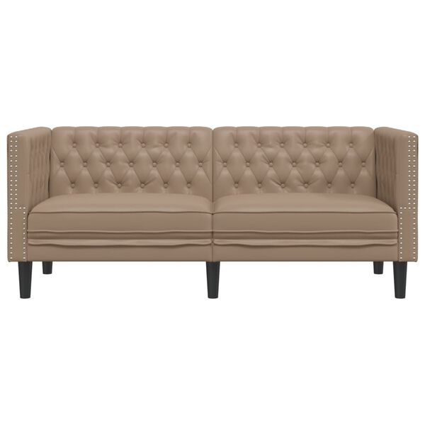 vidaXL Καναπές Chesterfield 2 θέσεων Καπουτσίνο από Συνθετικό Δέρμα