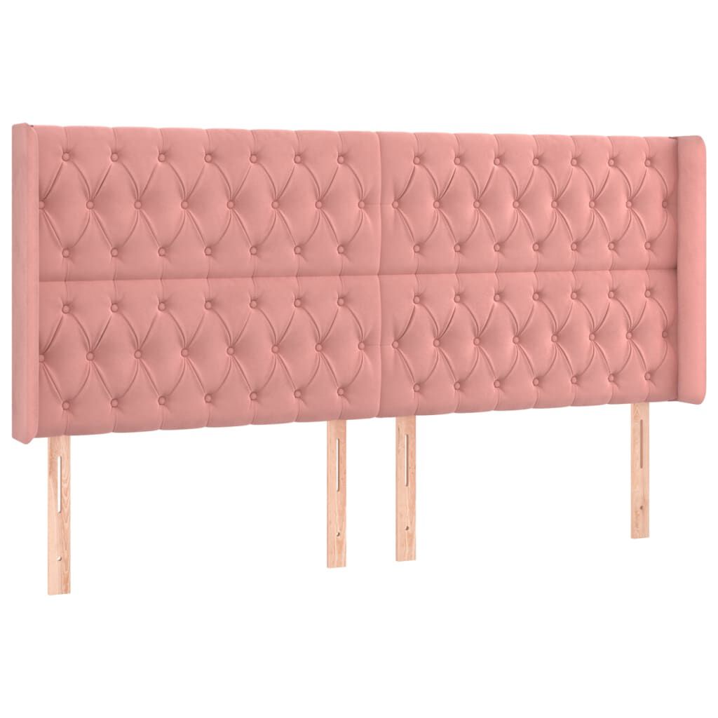 vidaXL Κρεβάτι Boxspring με Στρώμα & LED Ροζ 180x200 εκ. Βελούδινο