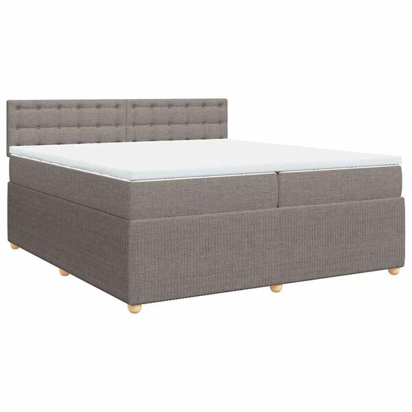 vidaXL &Kappa;&rho;&epsilon;&beta;ά&tau;&iota; Boxspring &mu;&epsilon; &Sigma;&tau;&rho;ώ&mu;&alpha; Taupe 200x200 &epsilon;&kappa;. &Upsilon;&phi;&alpha;&sigma;&mu;ά&tau;&iota;&nu;&omicron;