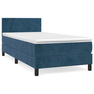 vidaXL Κρεβάτι Boxspring με Στρώμα Σκούρο Μπλε 90x190 εκ. Βελούδινο