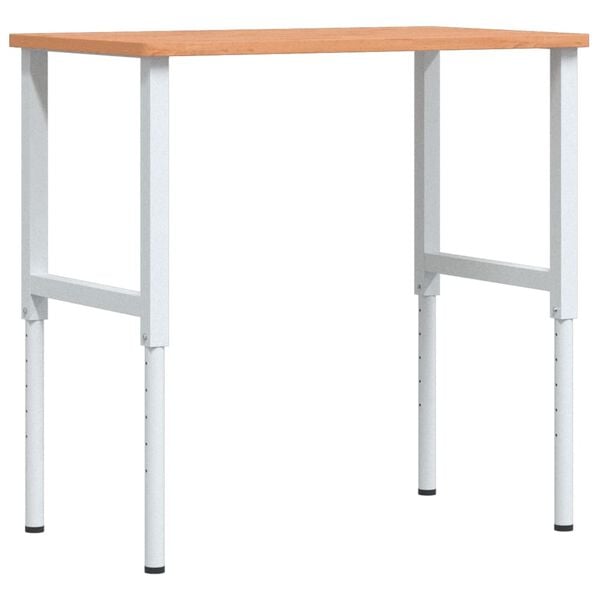vidaXL Πάγκος Εργασίας Ορθογώνιος 100x60x(71,5-98) εκ Μασίφ Ξύλο Οξιάς